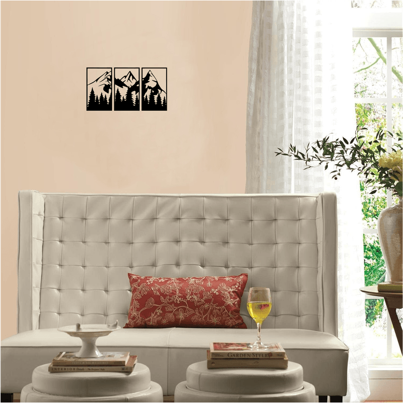 Casa si Gradina - Decoratiuni - Decoratiuni perete - Decor perete Munte din 3 Parti HH702 din lemn - 69 L x 37 H (cm) - Infinity.ro