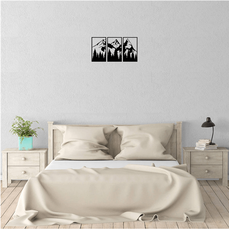 Casa si Gradina - Decoratiuni - Decoratiuni perete - Decor perete Munte din 3 Parti HH702 din lemn - 69 L x 37 H (cm) - Infinity.ro