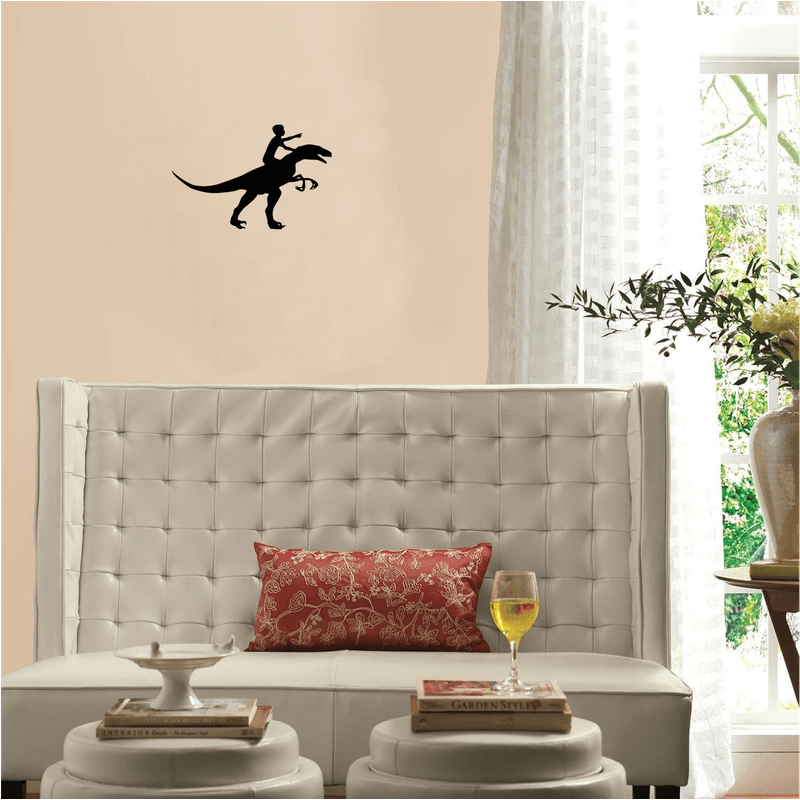 Casa si Gradina - Decoratiuni - Decoratiuni perete - Decor perete Baiat pe Dinozaur HH690 din lemn - 38 L x 25 H (cm) - Infinity.ro