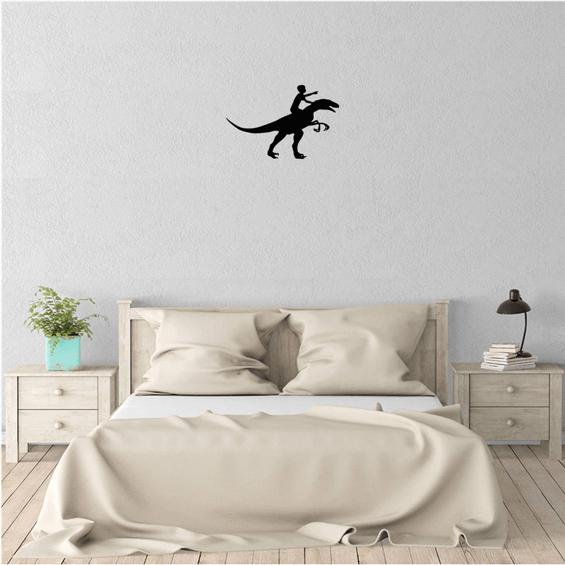 Casa si Gradina - Decoratiuni - Decoratiuni perete - Decor perete Baiat pe Dinozaur HH690 din lemn - 38 L x 25 H (cm) - Infinity.ro