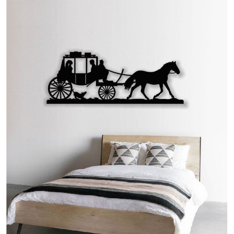 Casa si Gradina - Decoratiuni - Decoratiuni perete - Decor perete Personalizabil Trasura cu Cai HHH156 din lemn - 29 L x 11 H (cm) - Infinity.ro