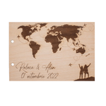 Market - Cadouri - Rame si albume foto - Album Foto GuestBook Nunta HH1610 Personalizat din lemn Inconjurul lumii Traseu Avioane 30 x 21 cm - Infinity.ro