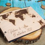 Market - Cadouri - Rame si albume foto - Album Foto GuestBook Nunta HH1610 Personalizat din lemn Inconjurul lumii Traseu Avioane 30 x 21 cm - Infinity.ro