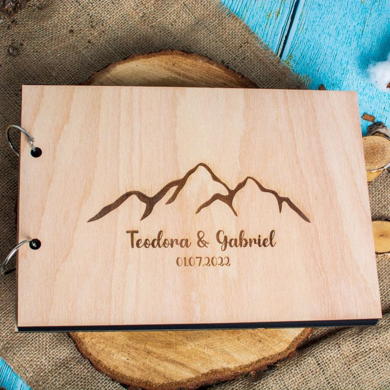 Market - Cadouri - Rame si albume foto - Album Foto GuestBook Nunta HH1591 Personalizat din lemn Munte 30 x 21 - Infinity.ro