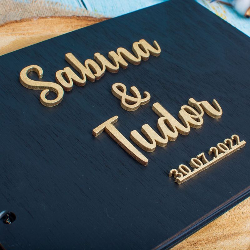 Market - Cadouri - Rame si albume foto - Album Foto GuestBook Nunta HH1588 Personalizat din lemn Negru 30 x 21 - Infinity.ro