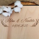 Market - Cadouri - Rame si albume foto - Album Foto GuestBook Nunta HH1640 Model Frunze Personalizat din lemn 30 x 21 cm - Infinity.ro