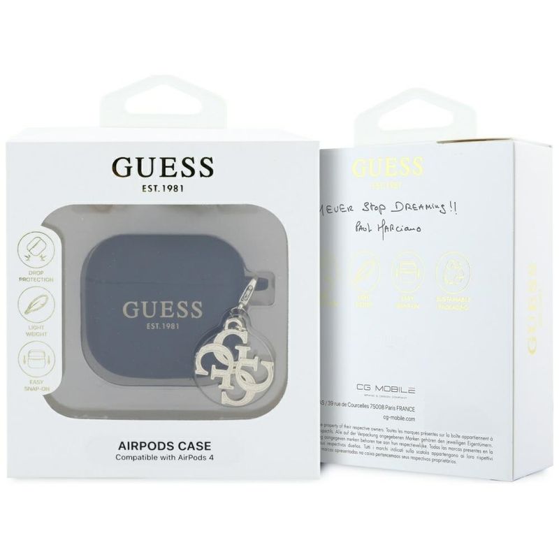 TV, Audio-Video si Foto - Portabile audio - Casti audio - Husa pentru Apple AirPods 4 - Guess Silicone W/4G Charm (GUA4LECG4K) - Black - Infinity.ro