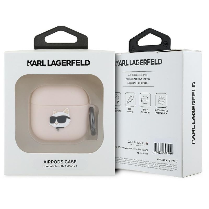 TV, Audio-Video si Foto - Portabile audio - Casti audio - Husa pentru Apple AirPods 4 - Karl Lagerfeld Silicone Choupette Head 3D (KLA4RUNCHP) - Pink - Infinity.ro