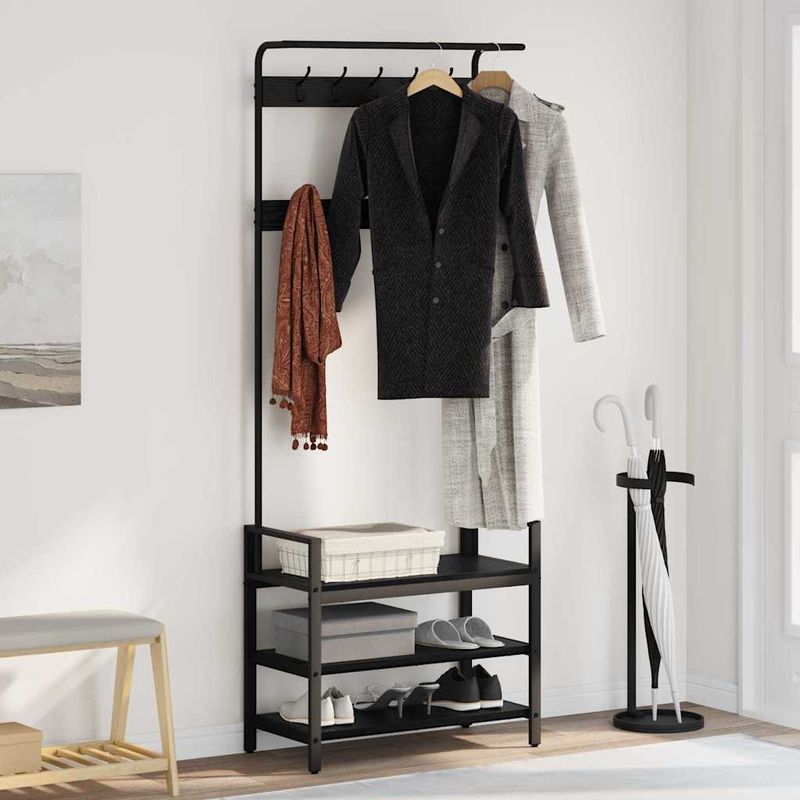 Casa si Gradina - Mobilier - Organizare si depozitare - Cuiere - Racator de paltoane Stejar negru 75 x 34 x 184 cm Lemn compozit - Infinity.ro