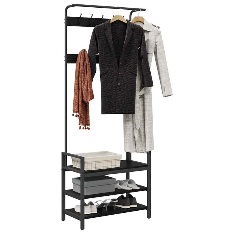 Casa si Gradina - Mobilier - Organizare si depozitare - Cuiere - Racator de paltoane Stejar negru 75 x 34 x 184 cm Lemn compozit - Infinity.ro
