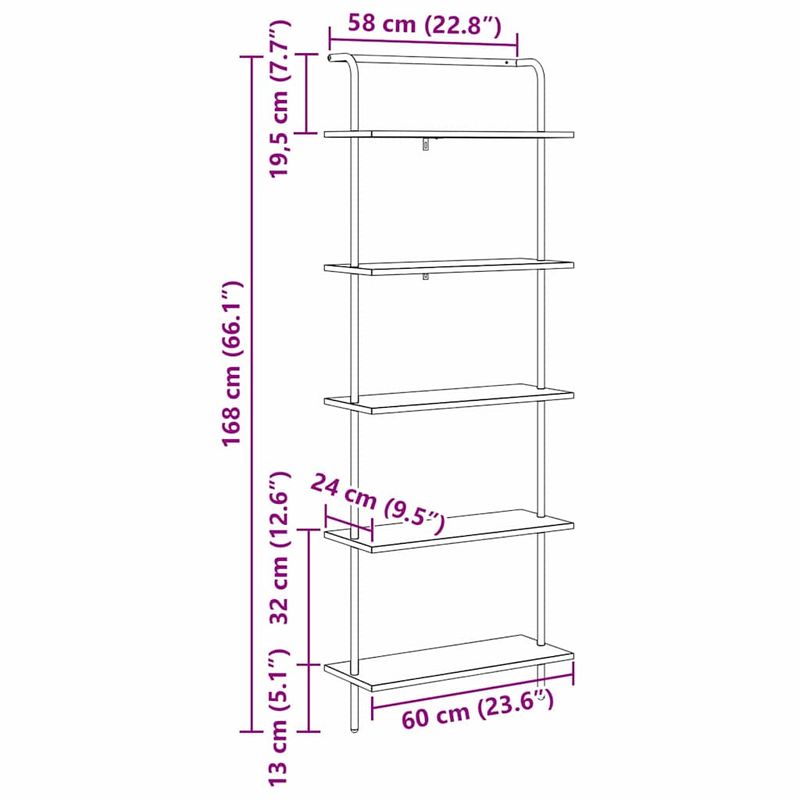 Casa si Gradina - Mobilier - Biblioteci si rafturi - Biblioteci - Raft pentru carti stejar artizanal 60 x 24 x 168 cm - Infinity.ro