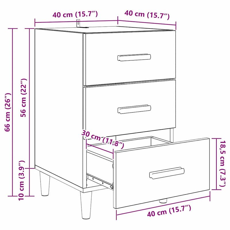 Casa si Gradina - Mobilier - Comode si corpuri - Noptiere - Noptiera Stejar negru 40 x 40 x 66 cm Lemn compozit - Infinity.ro