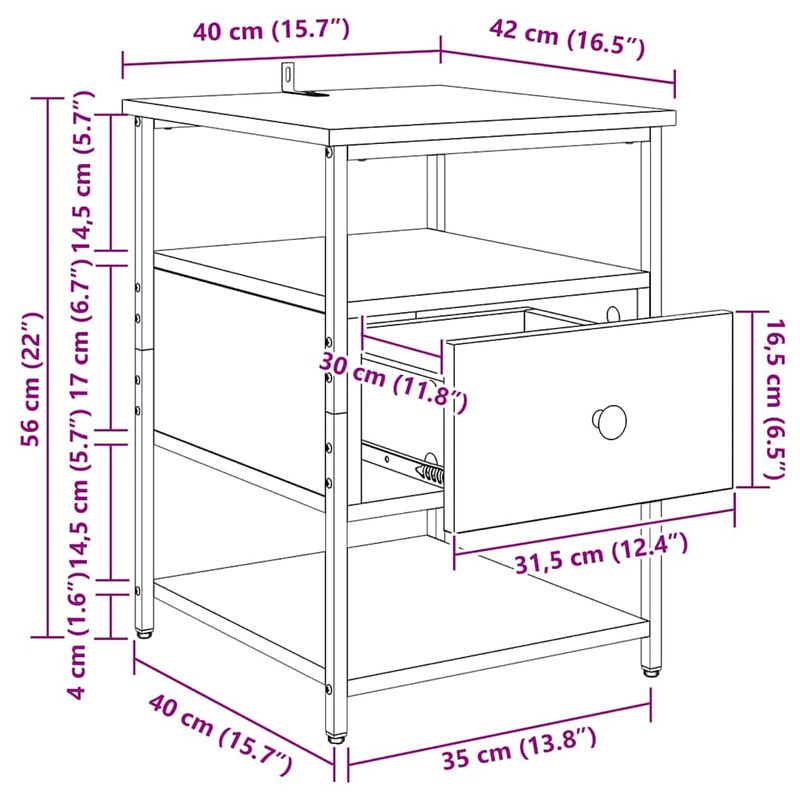 Casa si Gradina - Mobilier - Comode si corpuri - Noptiere - Noptiera cu sertar 2 pcs Stejar negru 40 x 42 x 56 cm - Infinity.ro