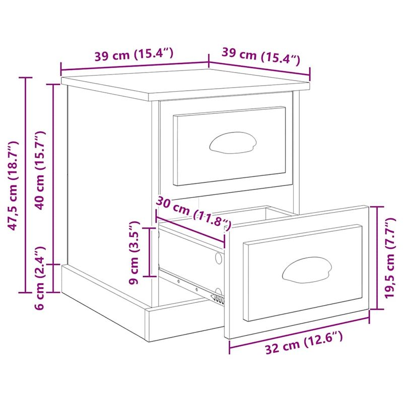 Casa si Gradina - Mobilier - Comode si corpuri - Noptiere - Noptiera Lemn vechi 39 x 39 x 47.5 cm Lemn compozit - Infinity.ro