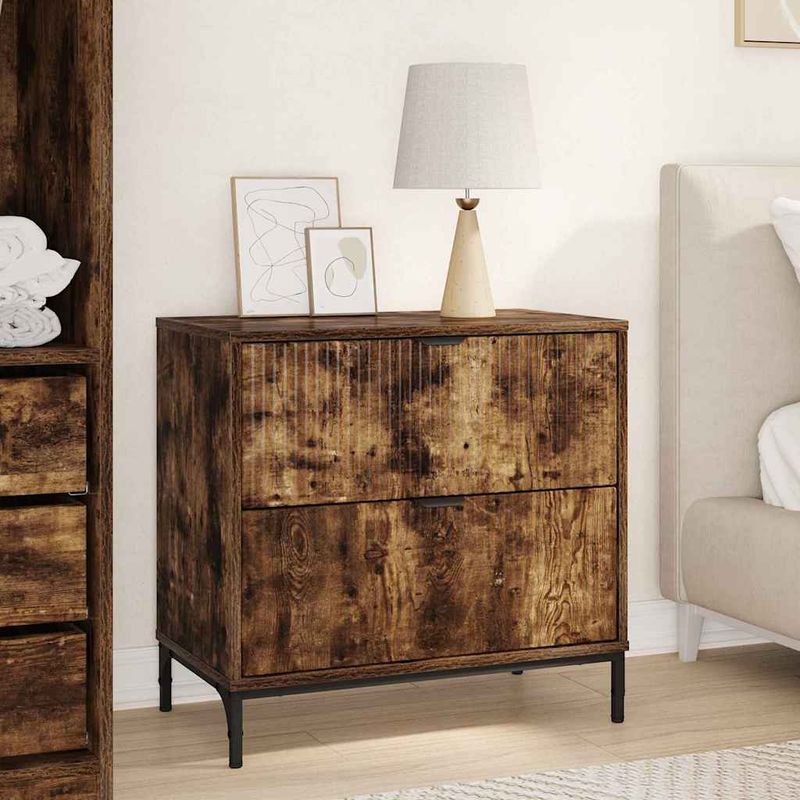 Casa si Gradina - Mobilier - Comode si corpuri - Noptiere - Noptiera Stejar afumat 63.5 x 36 x 61 cm Lemn compozit - Infinity.ro