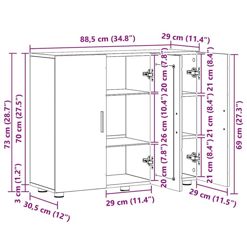 Casa si Gradina - Mobilier - Seturi de mobilier - Seturi living - Bufet cu raft Lemn vechi 55.5 x 29 x 100 cm Lemn compozit - Infinity.ro