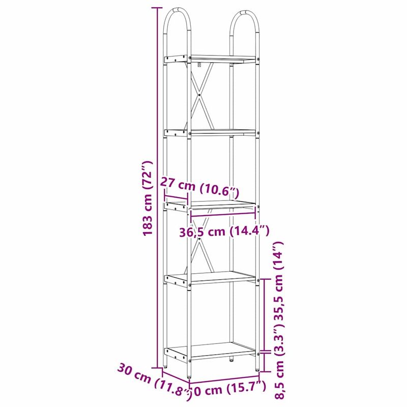 Casa si Gradina - Mobilier - Biblioteci si rafturi - Biblioteci - Raft pentru carti Lemn vechi 40 x 30 x 183 cm Lemn compozit - Infinity.ro