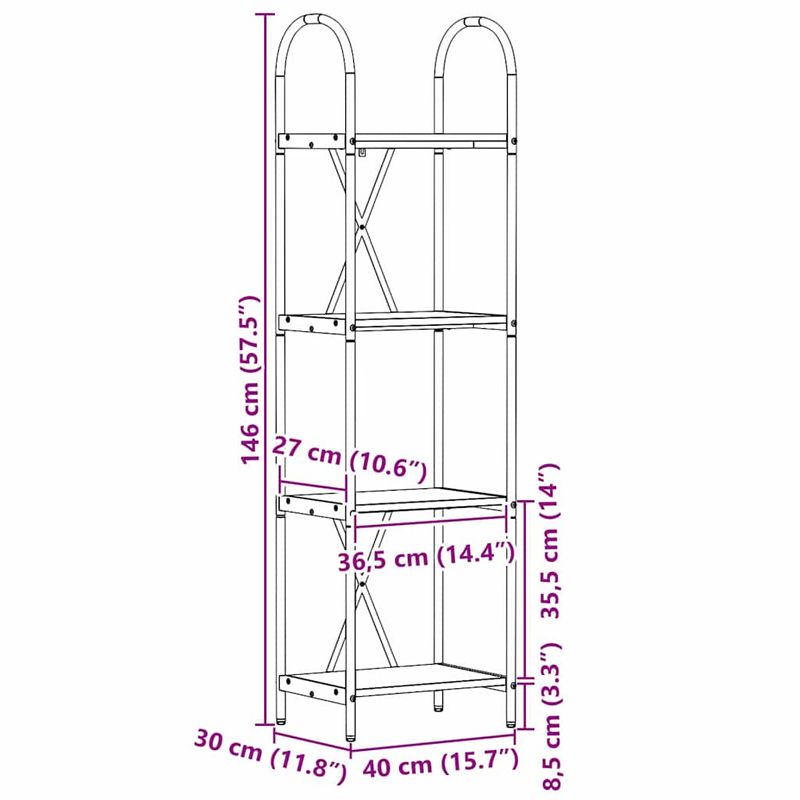 Casa si Gradina - Mobilier - Biblioteci si rafturi - Biblioteci - Raft pentru carti Lemn vechi 40 x 30 x 146 cm Lemn compozit - Infinity.ro