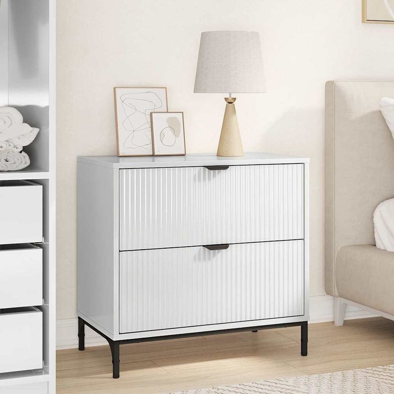 Casa si Gradina - Mobilier - Comode si corpuri - Noptiere - Noptiera Alb foarte lucios 63.5 x 36 x 61 cm Lemn compozit - Infinity.ro