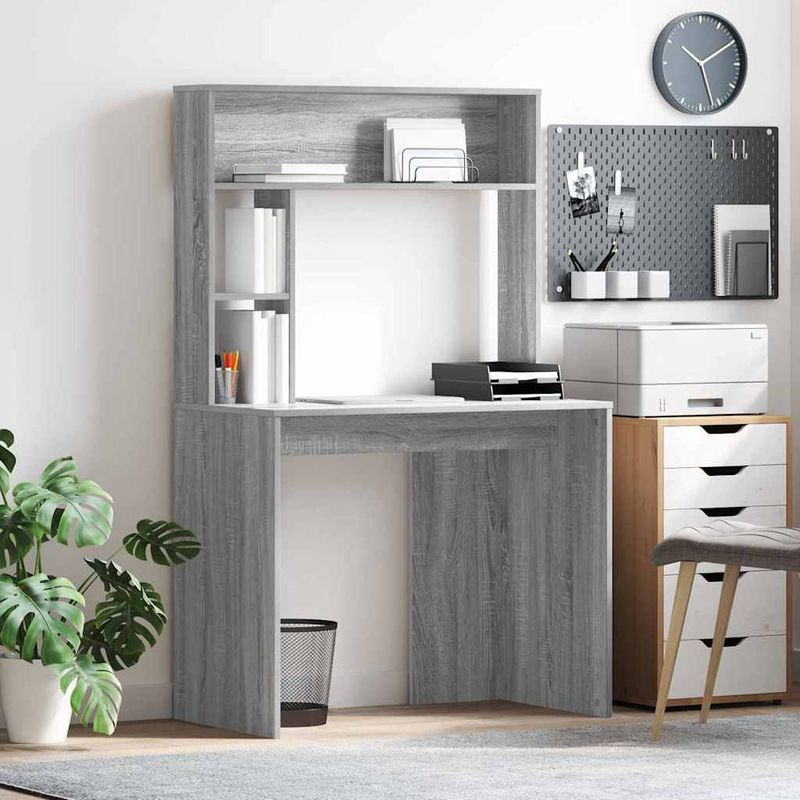 Casa si Gradina - Mobilier - Mese si birouri - Birouri - Birou cu raft sonoma gri 91 x 50 x 149 cm Lemn compozit - Infinity.ro