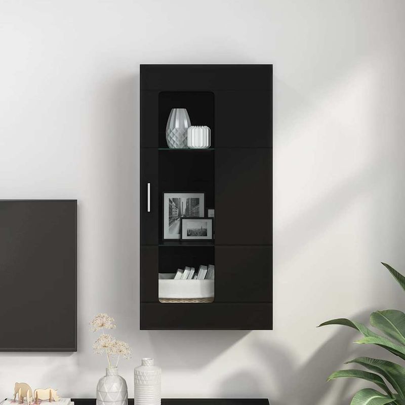 Casa si Gradina - Mobilier - Seturi de mobilier - Seturi living - Cabinet suspendat cu raft Negru 55 x 29 x 100 cm Lemn compozit - Infinity.ro