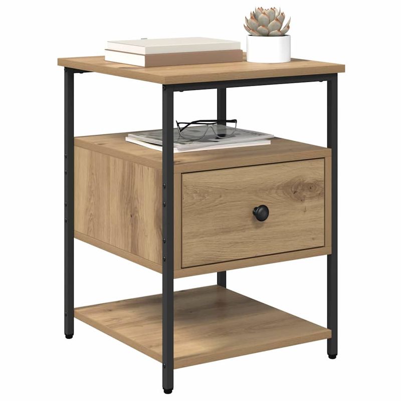 Casa si Gradina - Mobilier - Comode si corpuri - Noptiere - Noptiera stejar artizanal 40 x 42 x 56 cm Lemn compozit - Infinity.ro
