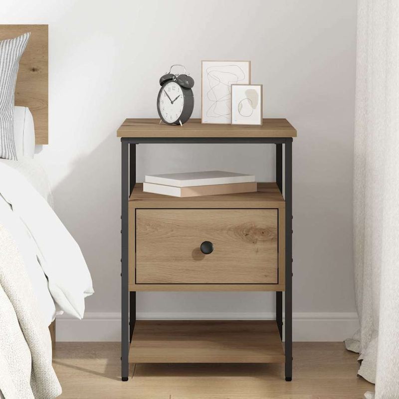 Casa si Gradina - Mobilier - Comode si corpuri - Noptiere - Noptiera stejar artizanal 40 x 42 x 56 cm Lemn compozit - Infinity.ro