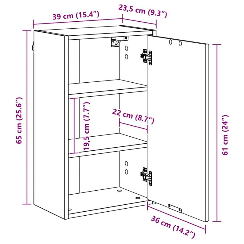 Casa si Gradina - Mobilier - Mobilier baie - Corpuri baie - Dulap de Baie cu usa Lemn vechi 39 x 23.5 x 65 cm Lemn compozit - Infinity.ro