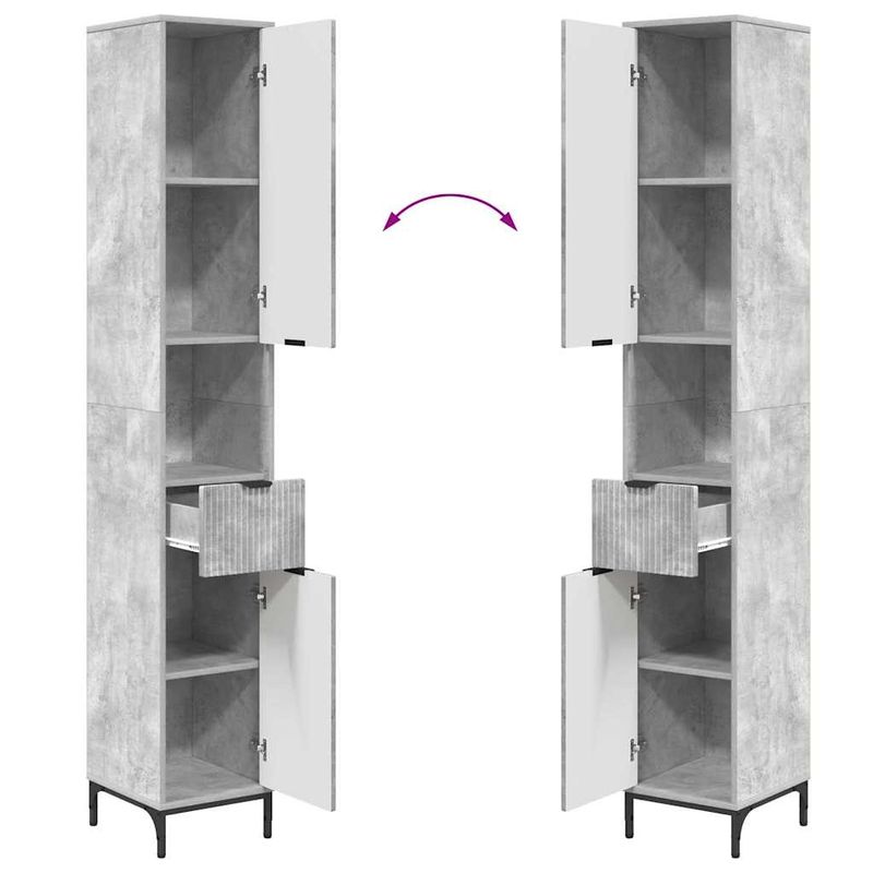 Casa si Gradina - Mobilier - Mobilier baie - Corpuri baie - Dulap de baie inalt Gri beton 31.5 x 33 x 190 cm Lemn compozit - Infinity.ro