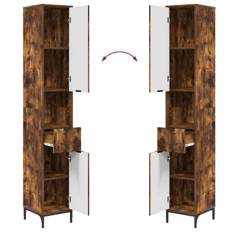 Casa si Gradina - Mobilier - Mobilier baie - Corpuri baie - Dulap de baie inalt cu sertar Stejar afumat 31.5 x 33 x 190 cm - Infinity.ro