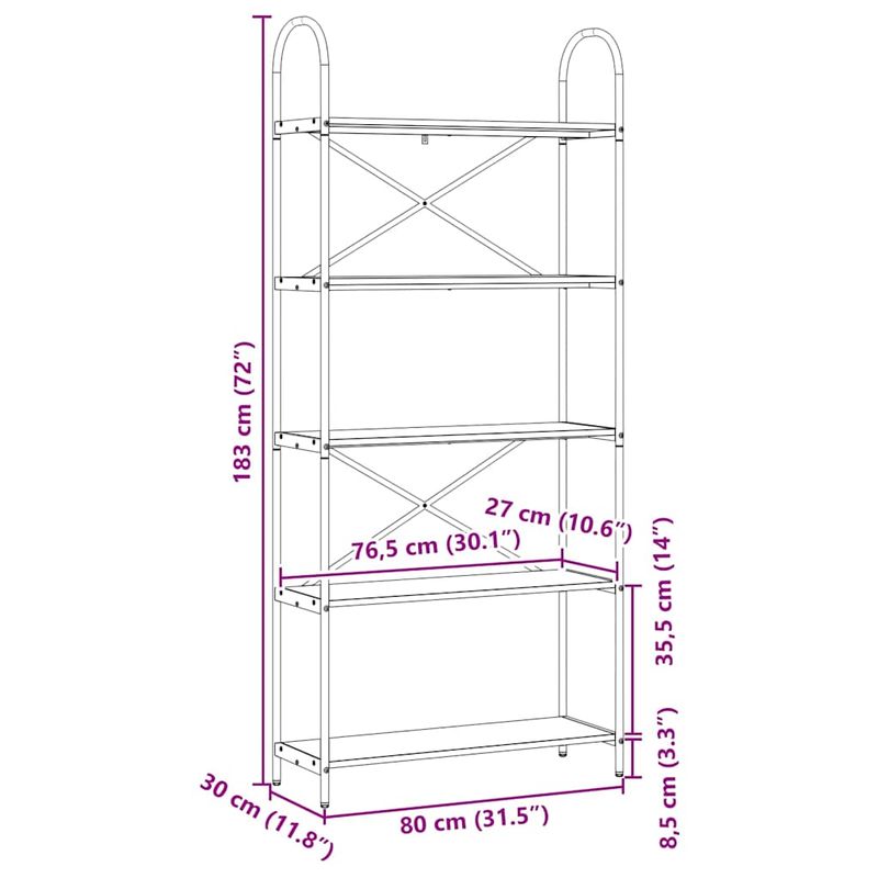 Casa si Gradina - Mobilier - Biblioteci si rafturi - Biblioteci - Raft pentru carti stejar artizanal 80 x 30 x 183 cm - Infinity.ro