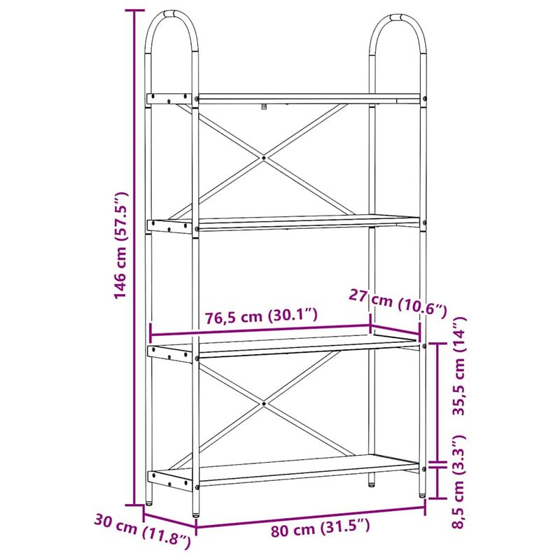 Casa si Gradina - Mobilier - Biblioteci si rafturi - Biblioteci - Raft pentru carti Stejar negru 80 x 30 x 146 cm Lemn compozit - Infinity.ro