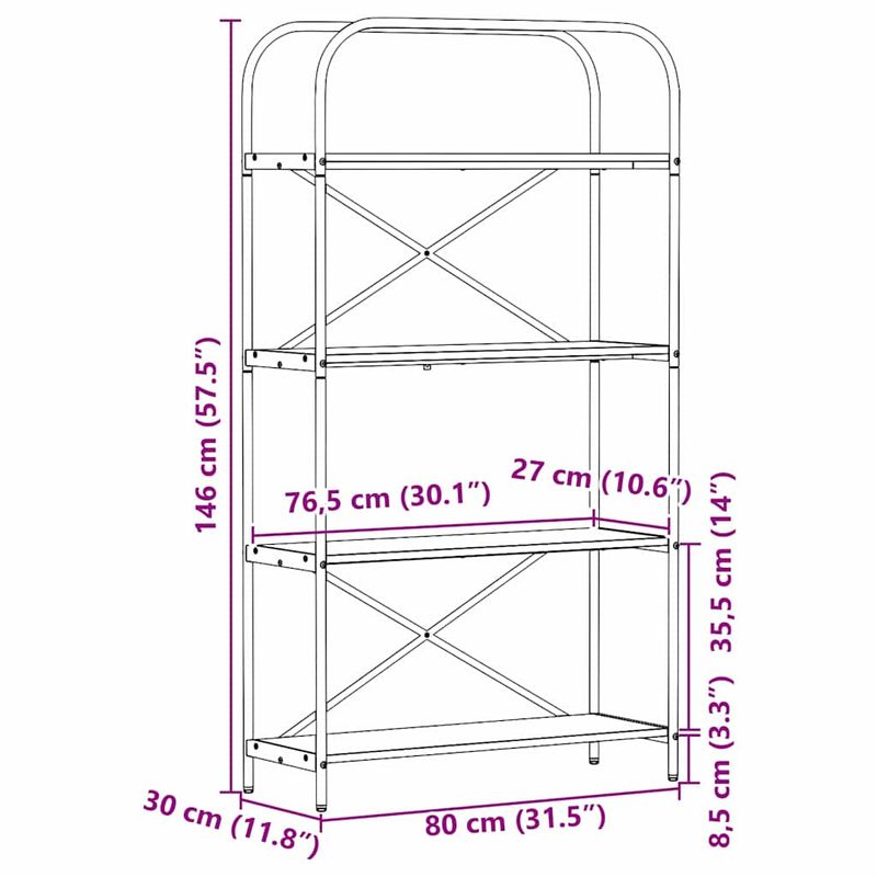 Casa si Gradina - Mobilier - Biblioteci si rafturi - Biblioteci - Raft pentru carti stejar artizanal 80 x 30 x 146 cm - Infinity.ro