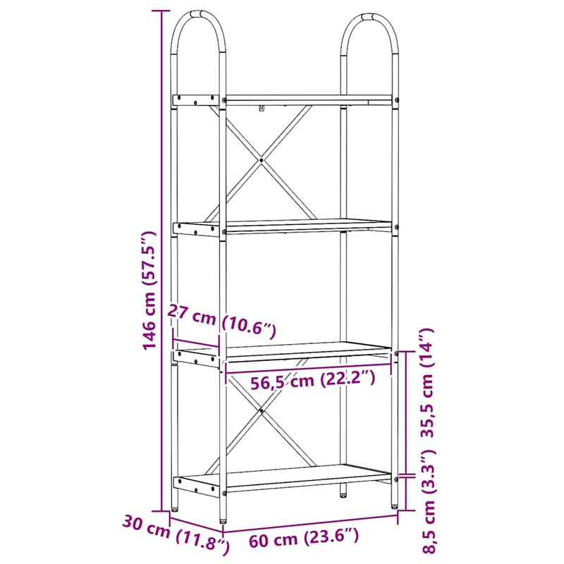Casa si Gradina - Mobilier - Biblioteci si rafturi - Biblioteci - Raft pentru carti Lemn vechi 60 x 30 x 146 cm Lemn compozit - Infinity.ro