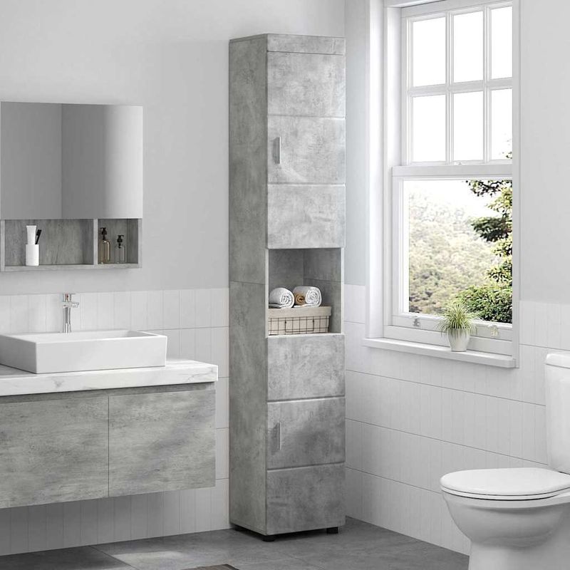 Casa si Gradina - Mobilier - Mobilier baie - Corpuri baie - Dulap de Baie TULUM Gri beton 37 x 31.5 x 203 cm Lemn compozit - Infinity.ro