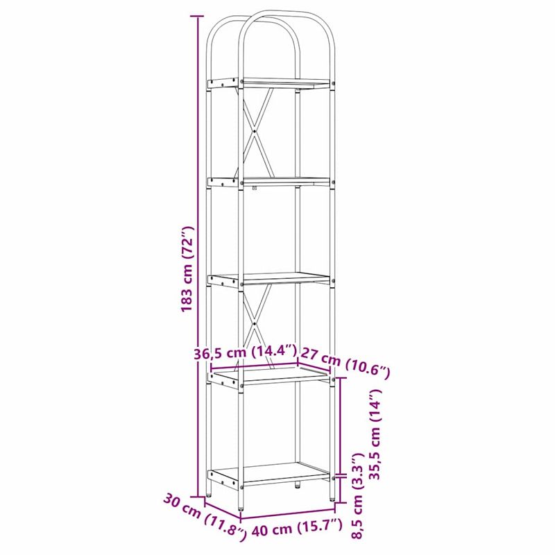 Casa si Gradina - Mobilier - Biblioteci si rafturi - Biblioteci - Raft pentru carti Lemn vechi 40 x 30 x 183 cm Lemn compozit - Infinity.ro