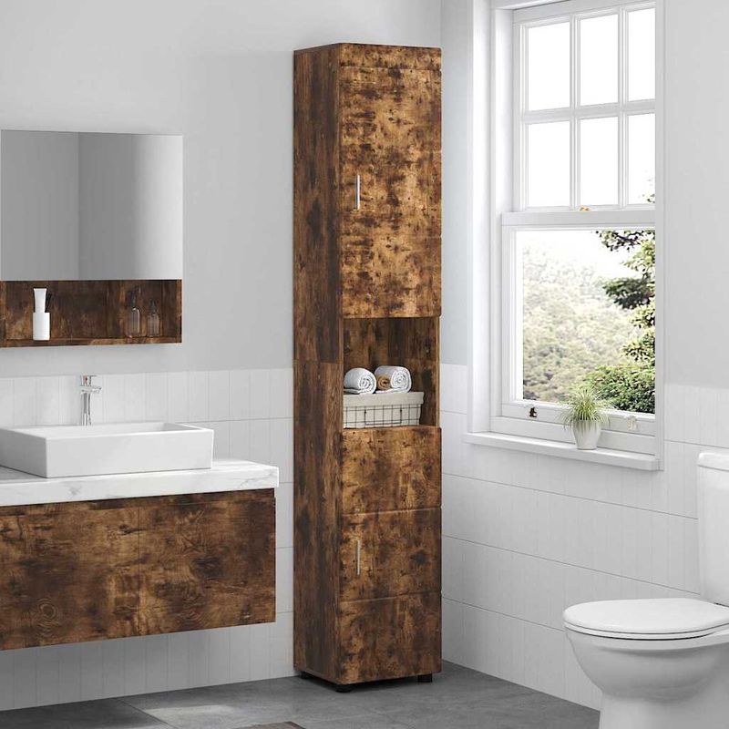 Casa si Gradina - Mobilier - Mobilier baie - Corpuri baie - Dulap de Baie cu usa TULUM Stejar afumat 37 x 31.5 x 203 cm - Infinity.ro
