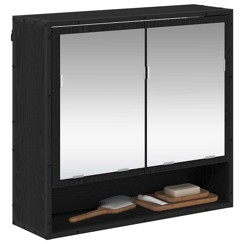 Casa si Gradina - Mobilier - Mobilier baie - Corpuri baie - Dulap cu oglinda pentru baie Stejar negru 65 x 20 x 60 cm - Infinity.ro