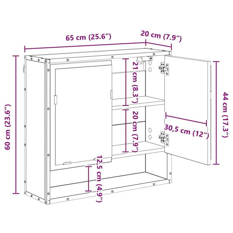 Casa si Gradina - Mobilier - Mobilier baie - Corpuri baie - Dulap cu oglinda pentru baie Stejar negru 65 x 20 x 60 cm - Infinity.ro