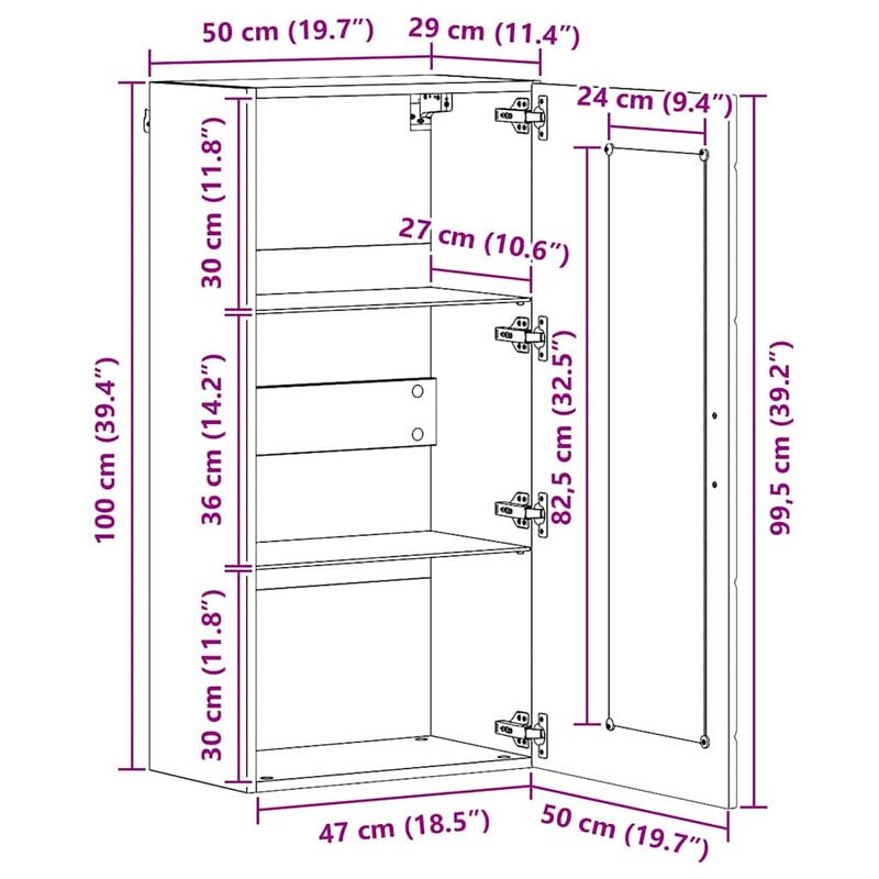 Casa si Gradina - Mobilier - Seturi de mobilier - Seturi living - Cabinet suspendat Lemn vechi 55 x 29 x 100 cm Lemn compozit - Infinity.ro