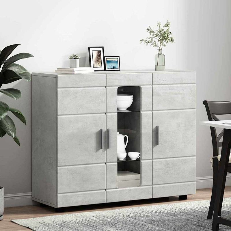 Casa si Gradina - Mobilier - Seturi de mobilier - Seturi living - Bufet cu raft cu usa Gri beton 55.5 x 29 x 100 cm Lemn compozit - Infinity.ro
