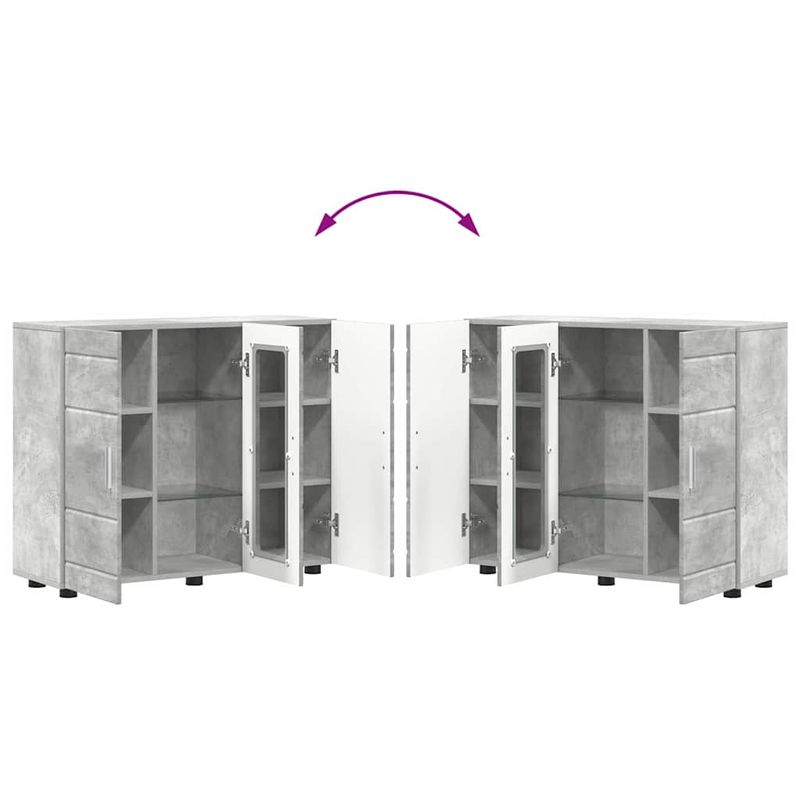 Casa si Gradina - Mobilier - Seturi de mobilier - Seturi living - Bufet cu raft cu usa Gri beton 55.5 x 29 x 100 cm Lemn compozit - Infinity.ro