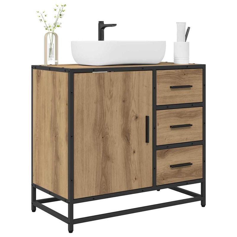 Casa si Gradina - Mobilier - Mobilier baie - Comode baie - Dulap pentru Chiuveta de Baie stejar artizanal 65 x 33 x 60 cm - Infinity.ro