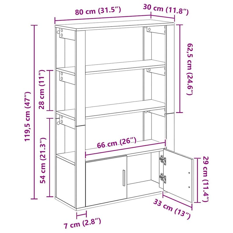 Casa si Gradina - Mobilier - Comode si corpuri - Comode - Bufet Lemn vechi 30 x 80 x 119.5 cm Lemn compozit - Infinity.ro