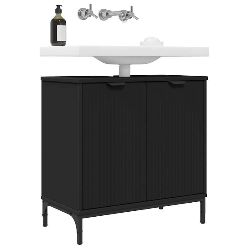 Casa si Gradina - Mobilier - Mobilier baie - Comode baie - Comoda pentru Chiuveta de Baie cu usa Negru 60.5 x 33.5 x 61 cm - Infinity.ro