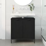 Casa si Gradina - Mobilier - Mobilier baie - Comode baie - Comoda pentru Chiuveta de Baie cu usa Negru 60.5 x 33.5 x 61 cm - Infinity.ro