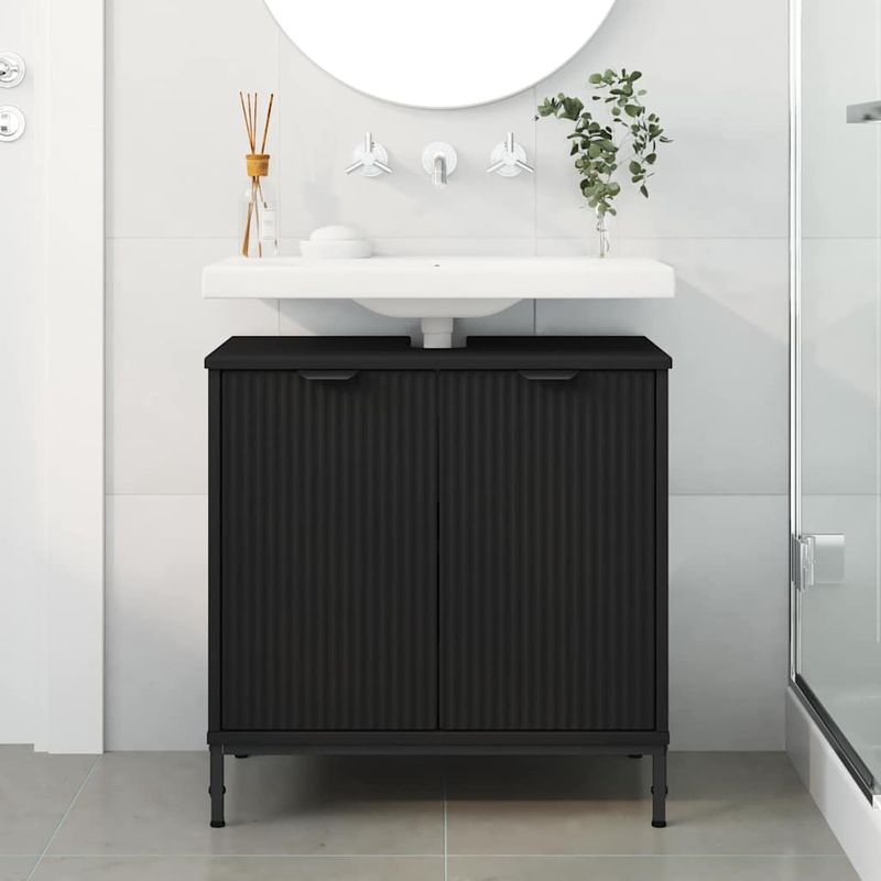 Casa si Gradina - Mobilier - Mobilier baie - Comode baie - Comoda pentru Chiuveta de Baie cu usa Negru 60.5 x 33.5 x 61 cm - Infinity.ro