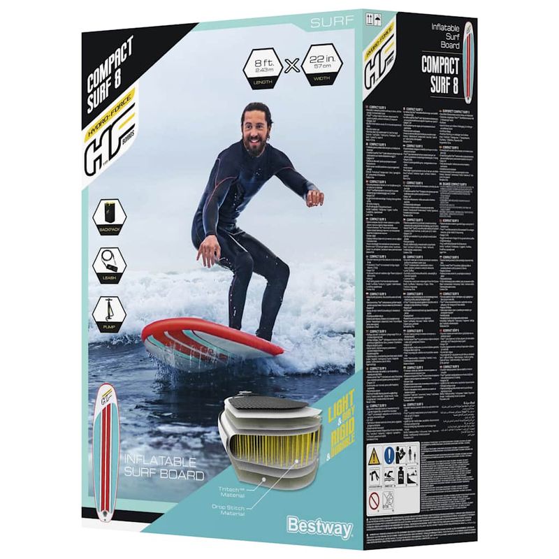 Sport si Outdoor - Sporturi acvatice - Sporturi pe placa - Surf - Bestway Placa SUP gonflabila Hydro-Force Compact Surf 8, 243x57x7 cm - Infinity.ro