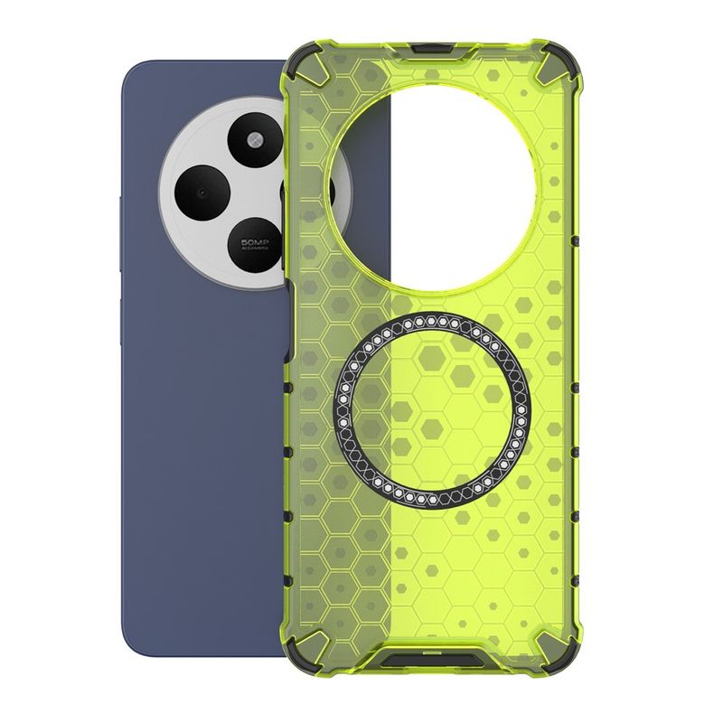 Laptop, Telefoane si Tablete - Telefoane mobile si accesorii - Accesorii Telefoane - Huse telefoane - Husa compatibil cu Xiaomi Redmi 14C cu protectie spate si margini anti-soc, Verde – Model Fagure - Infinity.ro