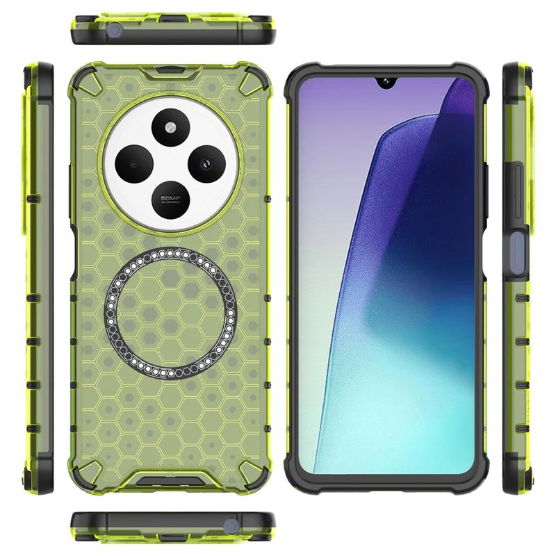 Laptop, Telefoane si Tablete - Telefoane mobile si accesorii - Accesorii Telefoane - Huse telefoane - Husa compatibil cu Xiaomi Redmi 14C cu protectie spate si margini anti-soc, Verde – Model Fagure - Infinity.ro